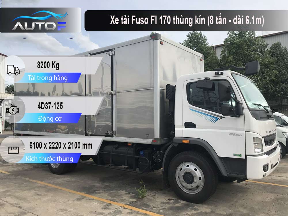 Xe tải Fuso FI 170 thùng kín (8 tấn - dài 6.1m)